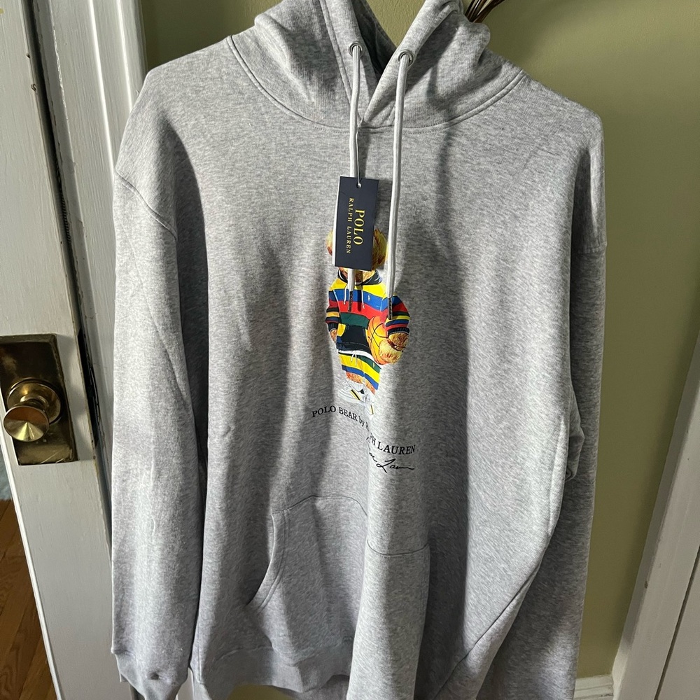 Ralph Lauren Gray Hoodie with Multicolor Logo